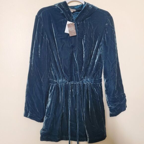 J.Jill Women's Crushed Velvet Hooded Jacket Small New Light Jacket New